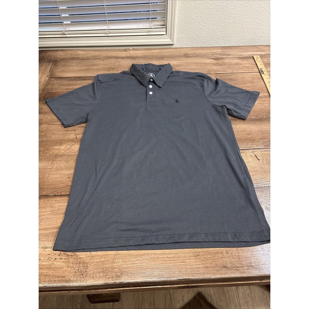 Volcom Polo Shirt Mens Large Charcoal Gray Short Sleeve Stretch Preppy Casual
